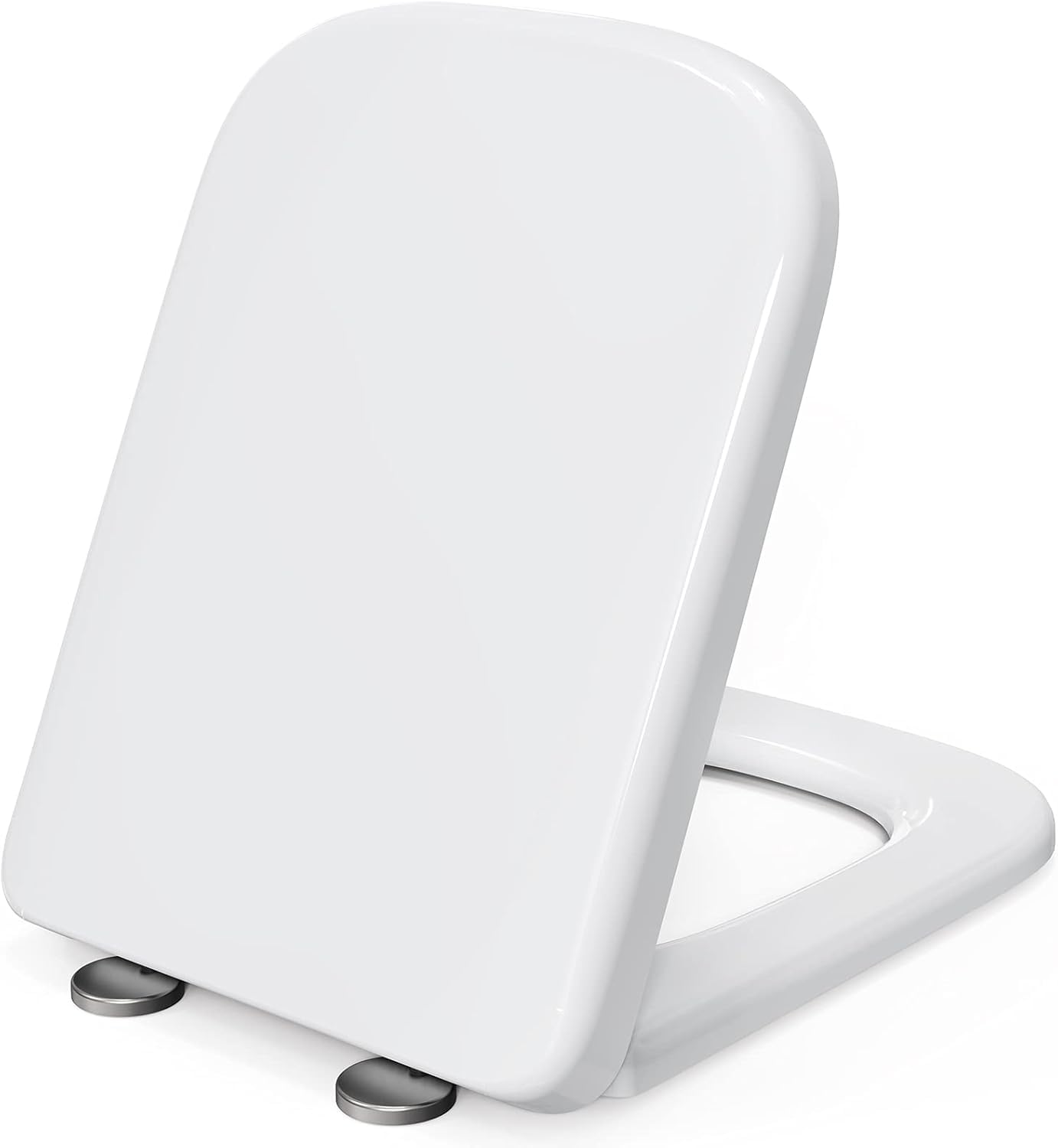 Pipishell Square Toilet Seat - Soft Close Heavy Duty UF Material White