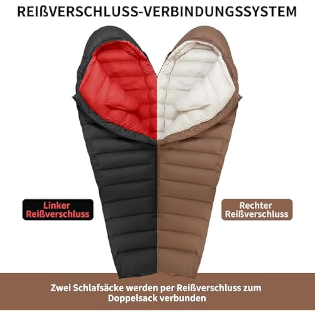QEZER Winter Down Sleeping Bag – 660FP Duck Down Cold Weather Gear