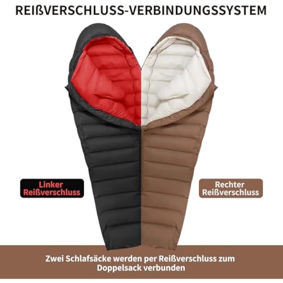QEZER Winter Down Sleeping Bag – 660FP Duck Down Cold Weather Gear