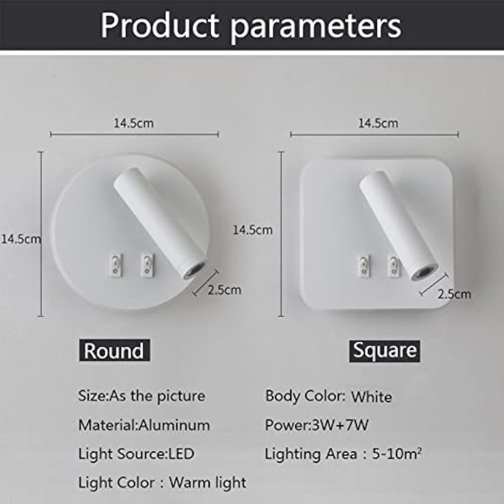 uksunvi LED Bedside Reading Wall Lamp – 12W Adjustable Spotlight, White