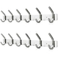Dripex 304 Stainless Steel Wall Mounted Coat Hook Rack - 6 Hooks, 2 Pack