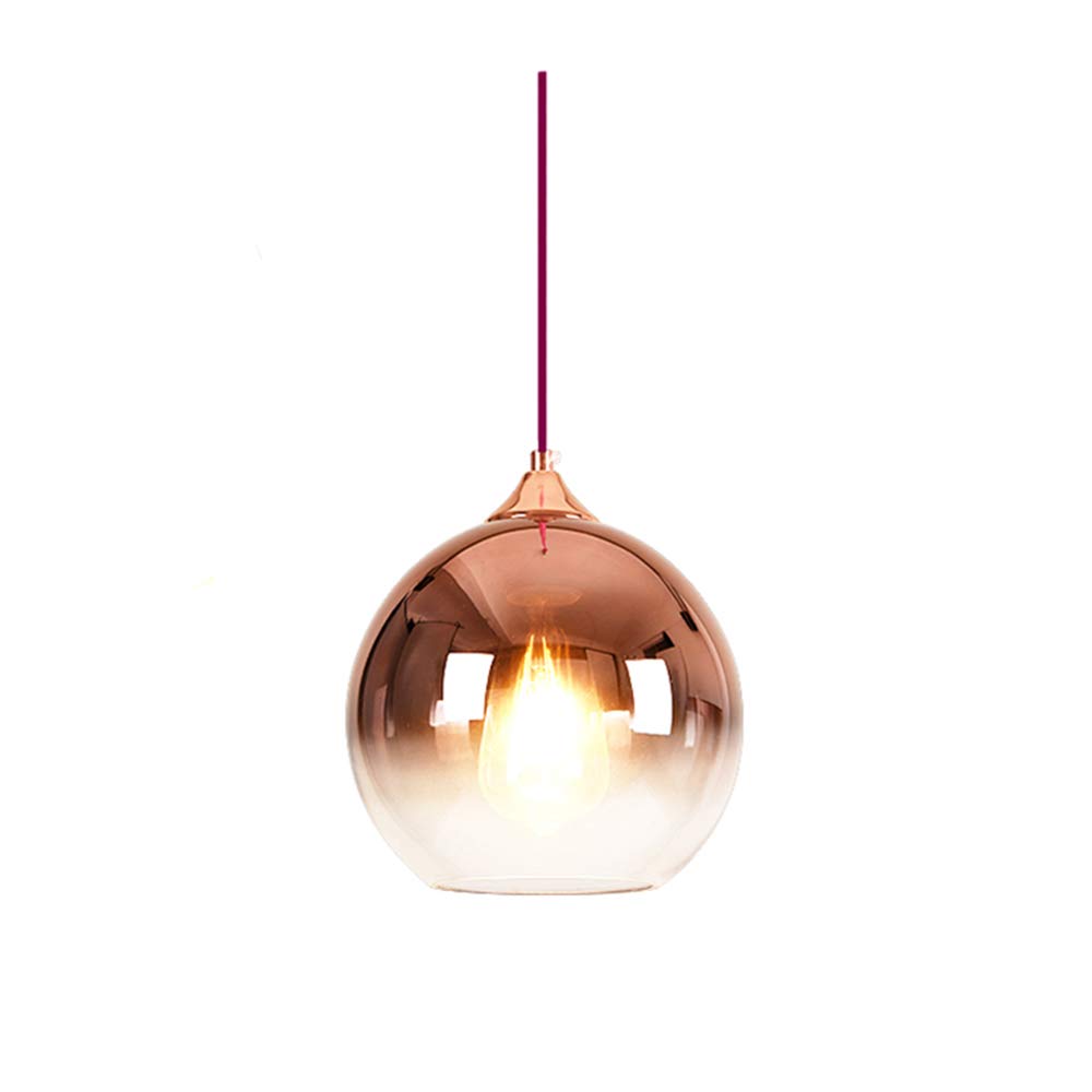 Jolof Store Modern Glass Globe Pendant Light – Rose Gold 25cm Chandelier