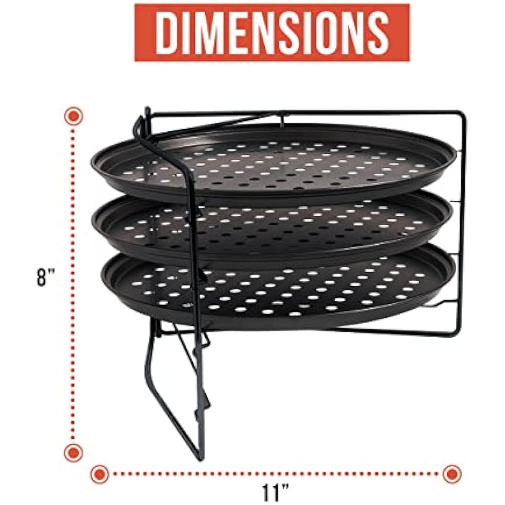 Chef Pomodoro 3-Tier Pizza Baking Set – Non-Stick Perforated 11" Pans