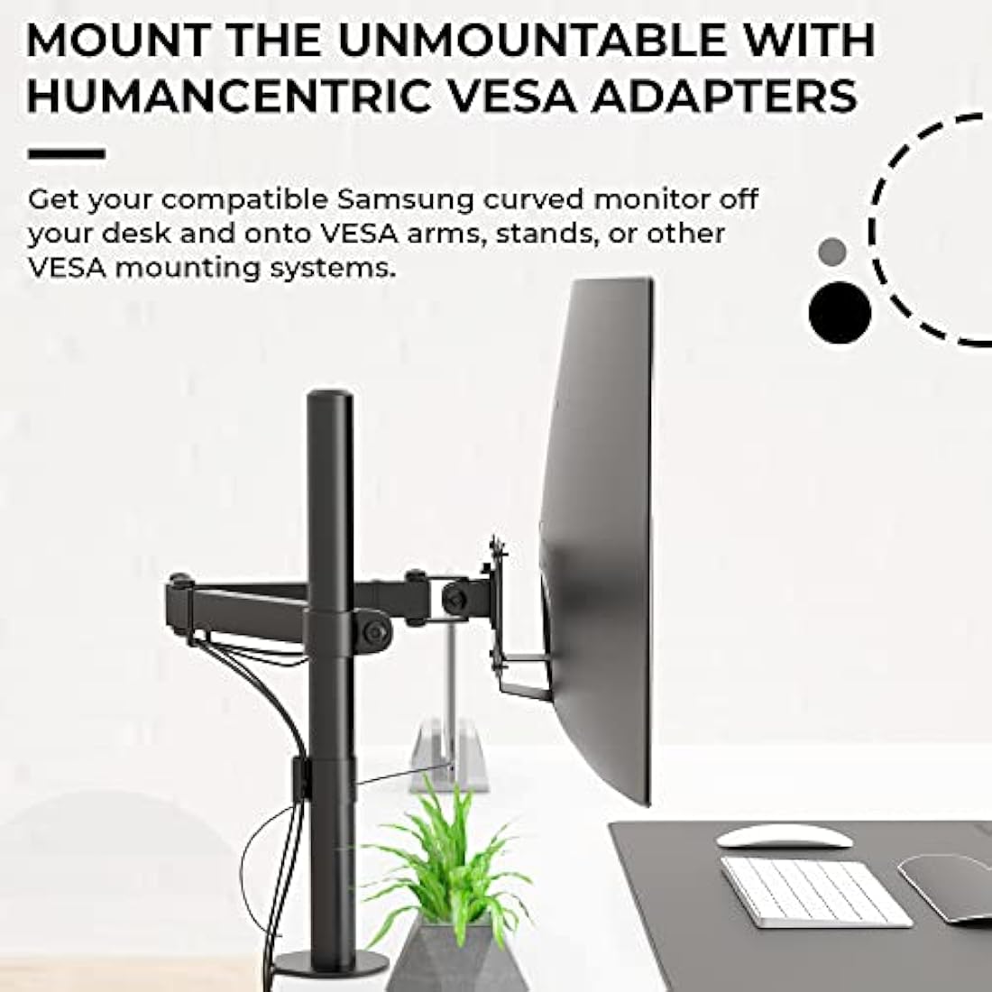 HumanCentric VESA Mount Adapter for Samsung U32R590 Series Curved Monitors