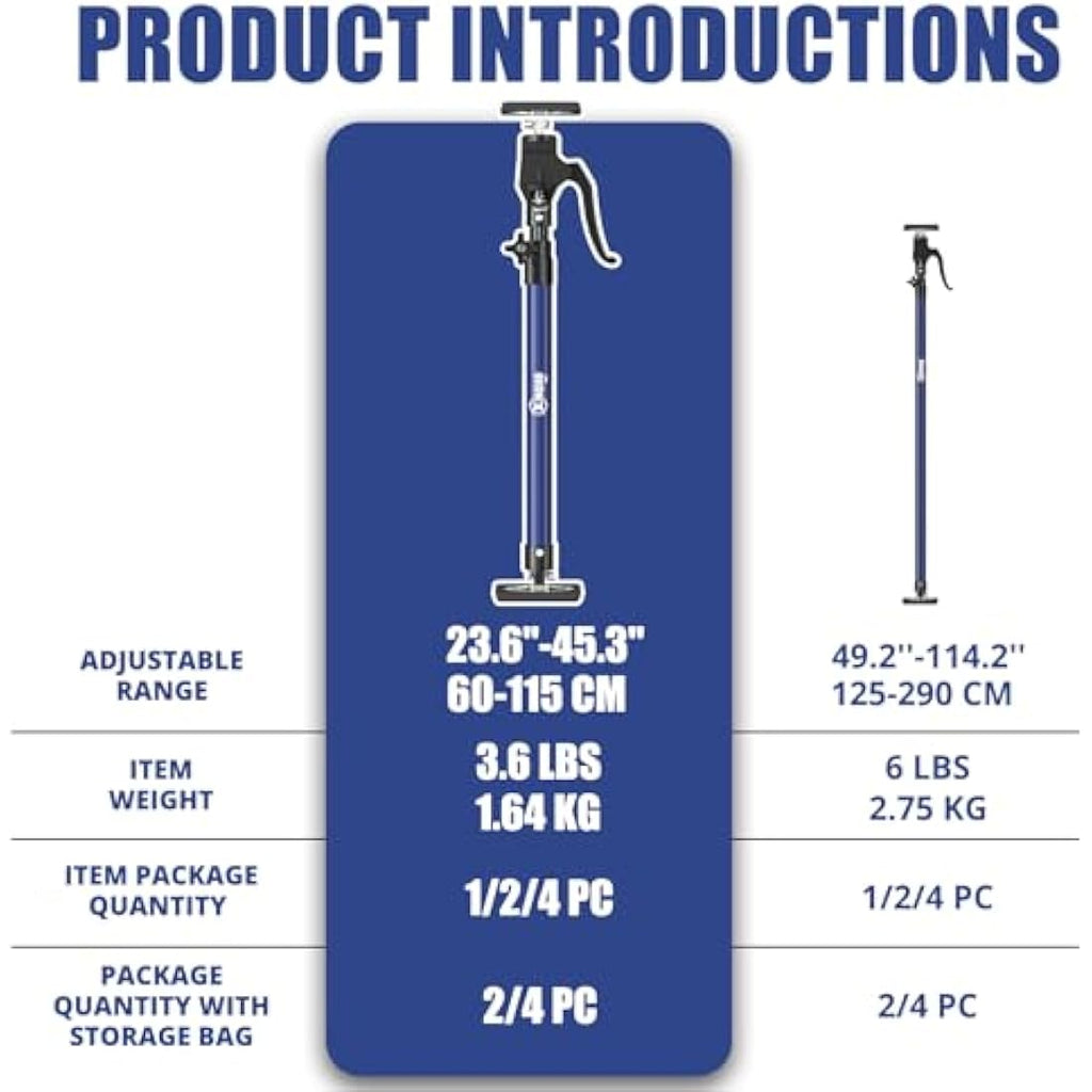 XINQIAO Third Hand Support System | Steel Cabinet Jack & Drywall Pole, 2PC