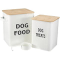 Pet Food Storage Containers – Farmhouse Steel Tins with Wood Lids