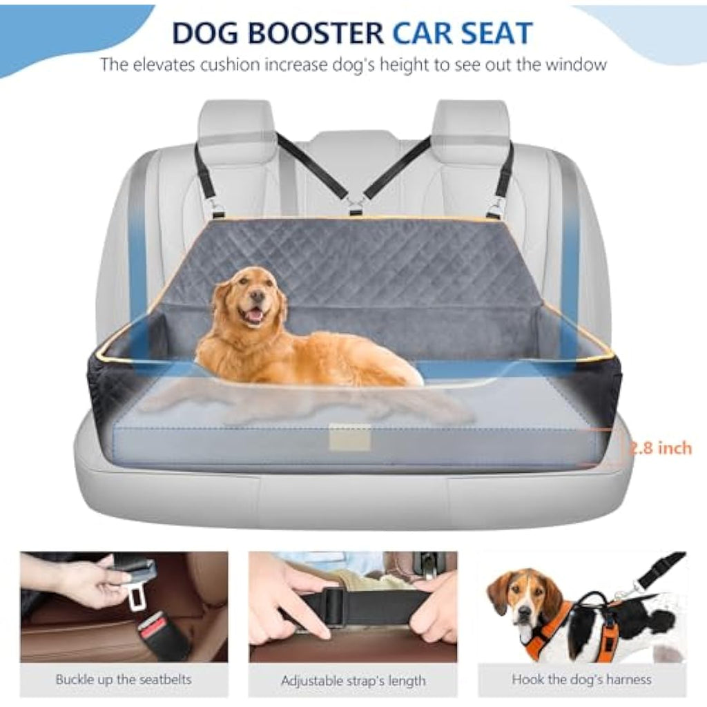 GL GLENSLAVE Large Dog Car Seat – Washable Pet Booster Bed for SUVs