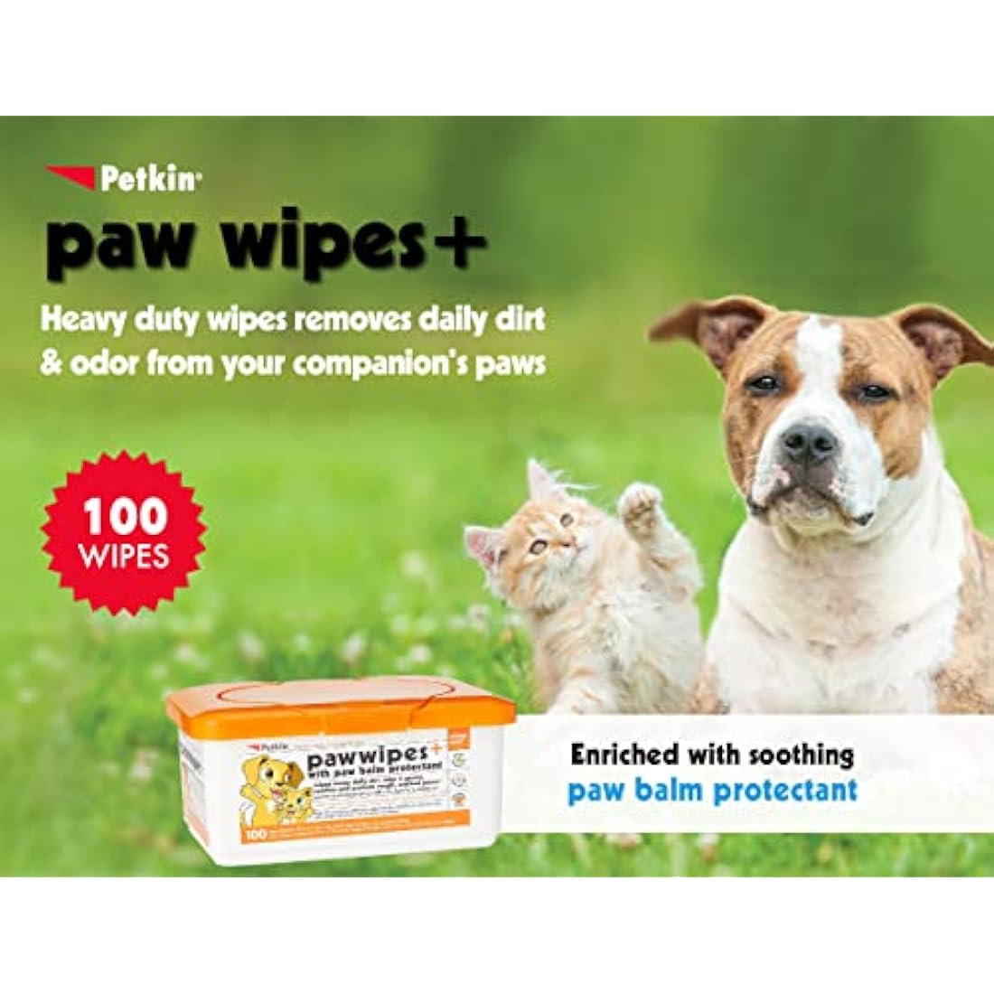 Petkin Paw Wipes – Extra Soft Pet Cleaning Wipes for Dogs & Cats, 100ct