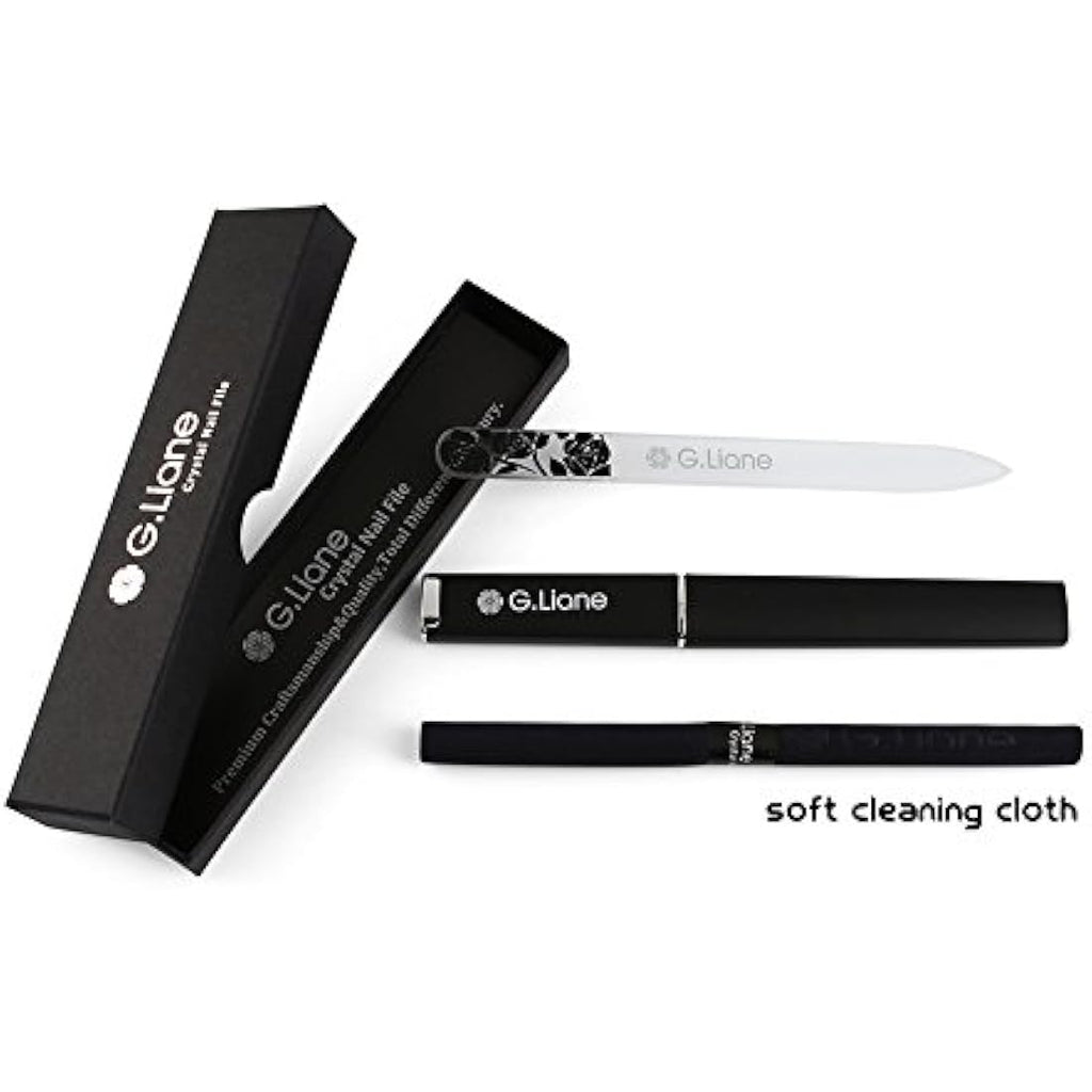 G.Liane Professional Glass Nail File Set – Double Sided Etched Crystal