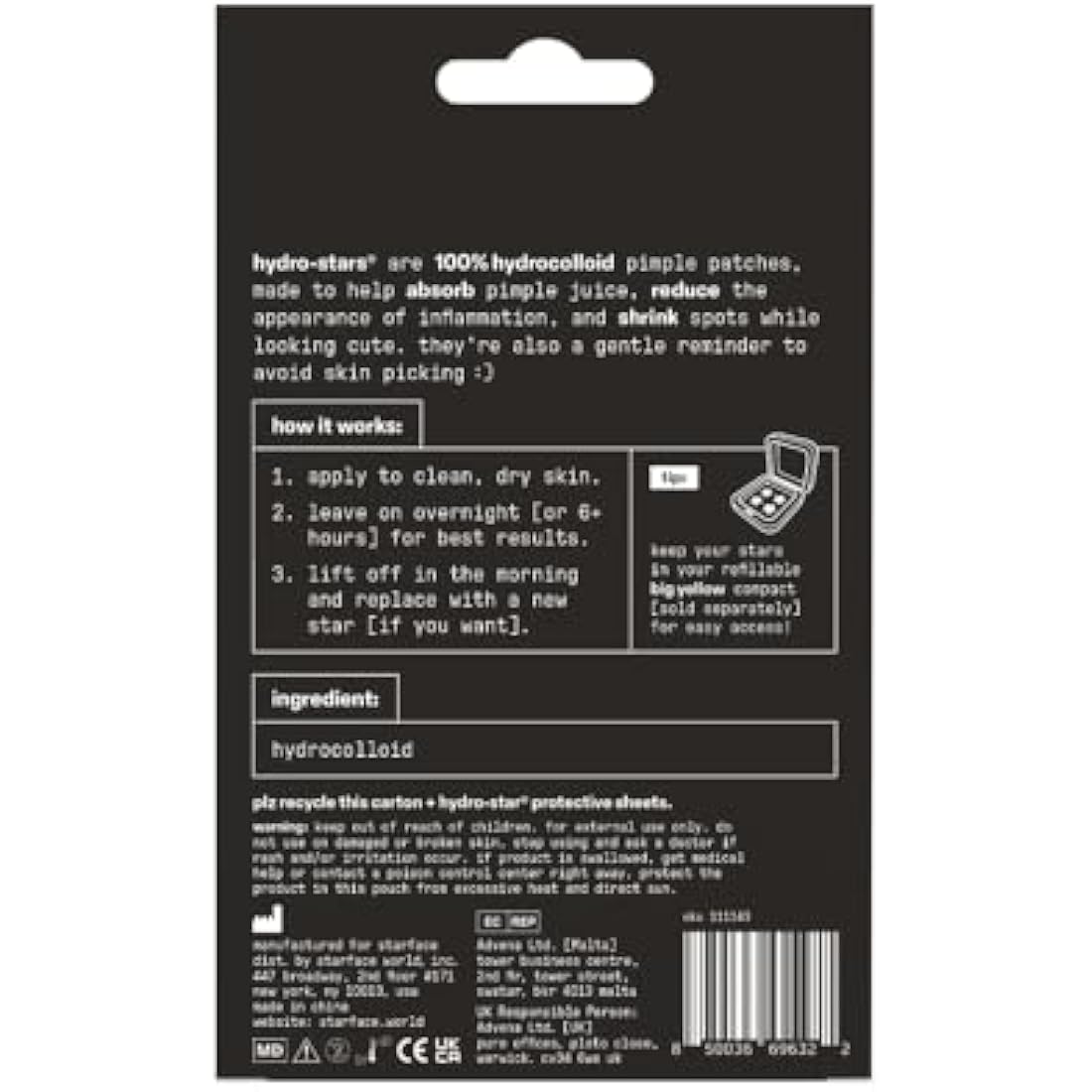 Starface Black Star Hydrocolloid Pimple Patches - 96 Count Big Pack