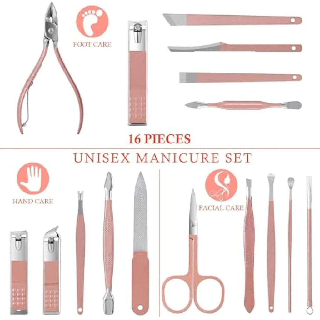 16-in-1 Manicure Set – Stainless Steel Nail Grooming Kit