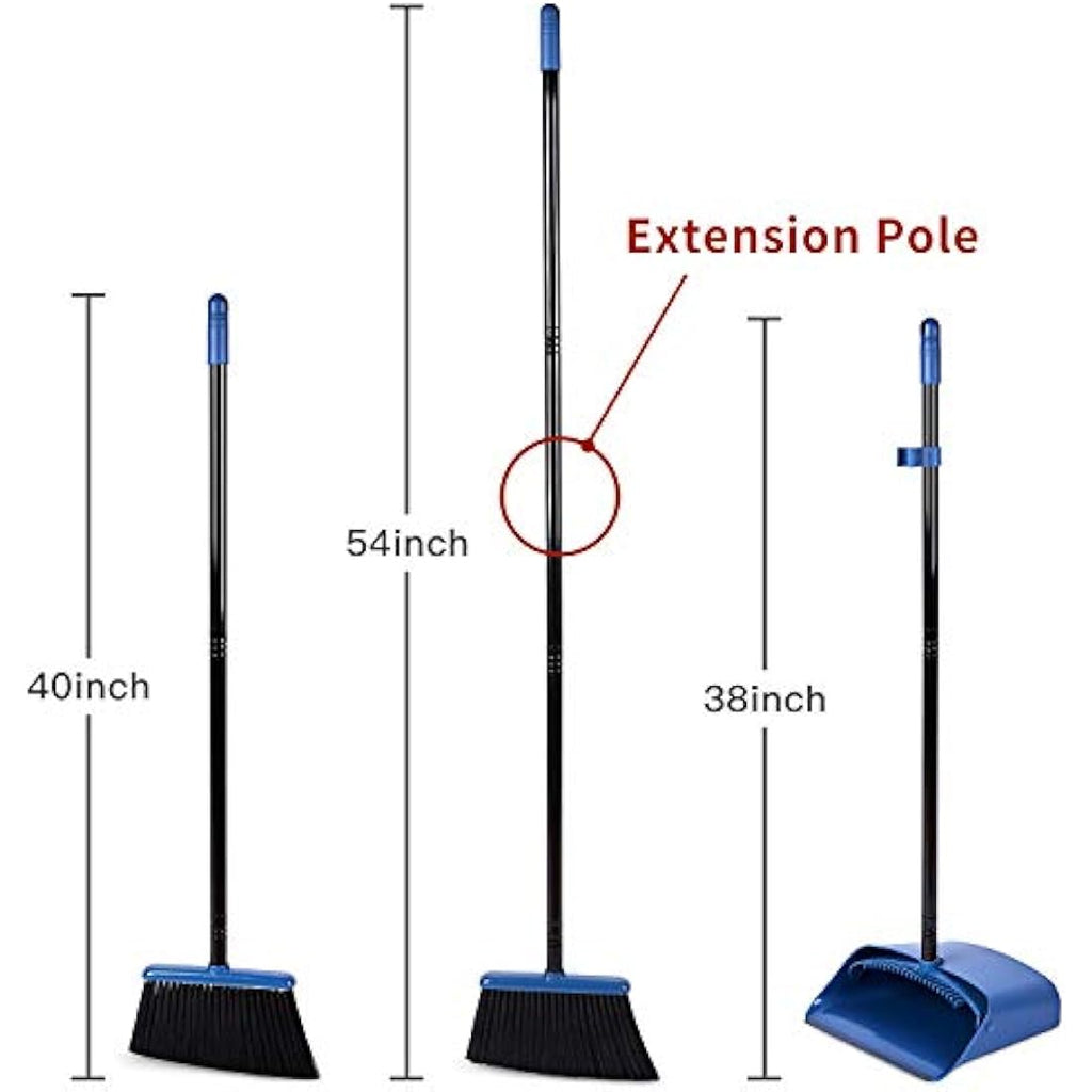 Long Handled Broom and Dustpan Set – 54" Upright Blue