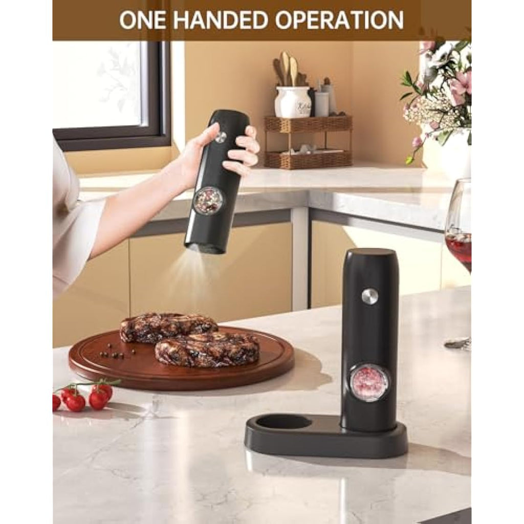 CIRCLE JOY Electric Salt and Pepper Grinder Set – USB Rechargeable, 2 Pack