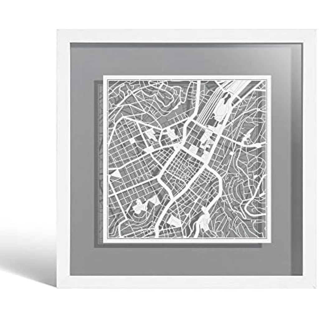 Stuttgart Paper Cut Map Wall Art |  Framed Decor, 9x9