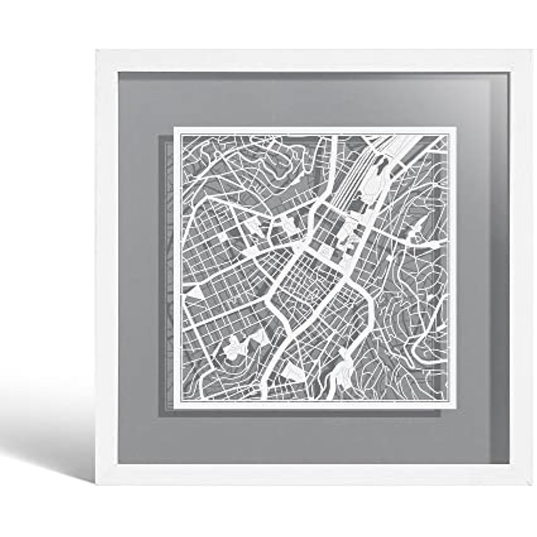 Stuttgart Paper Cut Map Wall Art |  Framed Decor, 9x9