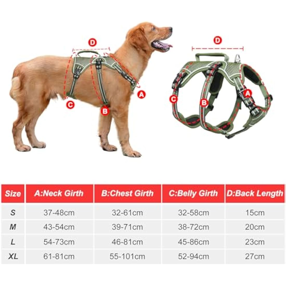 Escape Proof Dog Harness | No Pull Reflective Vest - Green