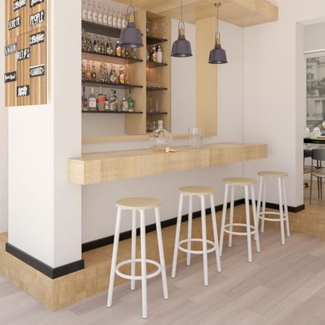 YMYNY Industrial Bar Stools Set of 2 | 64CM Round Kitchen Stools