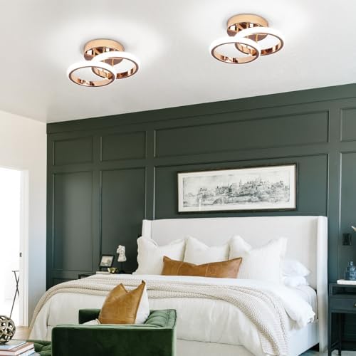 EIDISUNY Modern LED Ceiling Light – 22W Cool White Flush Mount Gold