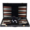 Engelhart Deluxe 18" Backgammon Set – Brown & Ivory Faux Leather