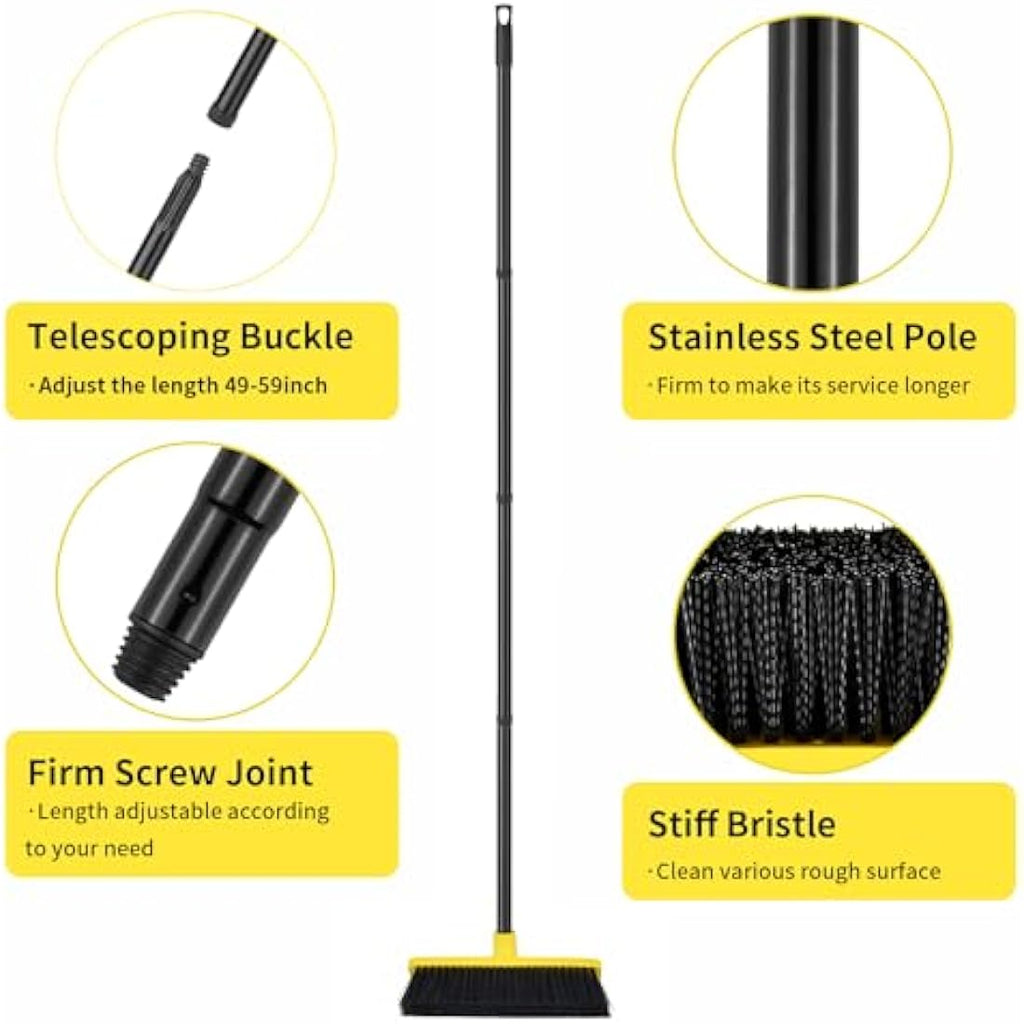 Heavy Duty Yard Brush – Stiff Bristle Outdoor Broom with 150cm Handle