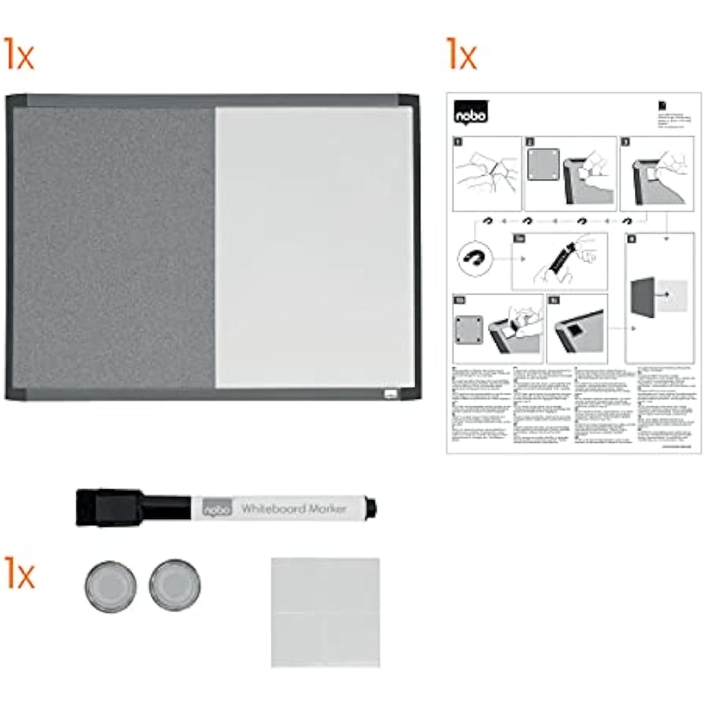Rexel Magnetic Whiteboard & Cork Notice Board | Wall Mountable | 585x430mm
