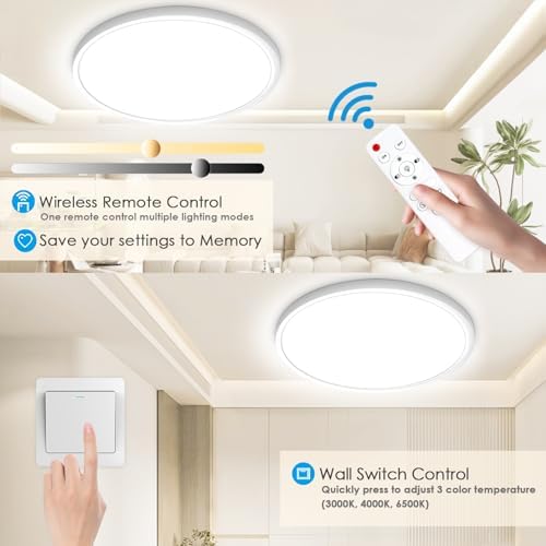 Yexati LED Bathroom Ceiling Light – 24W Dimmable Flush Mount, 2 Pack
