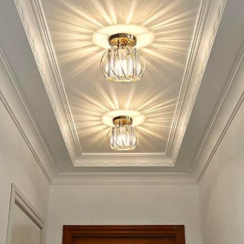 Crystal Chandelier Ceiling Light – 2 Pack Gold Flush Mount