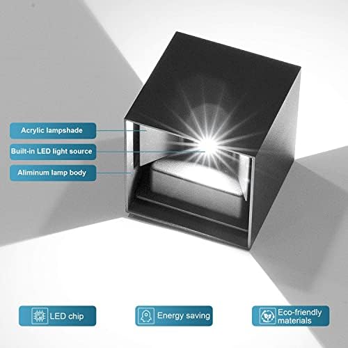 CANMEIJIA LED Outdoor Wall Lights | 12W IP65 Waterproof Black Sconce 4-Pack