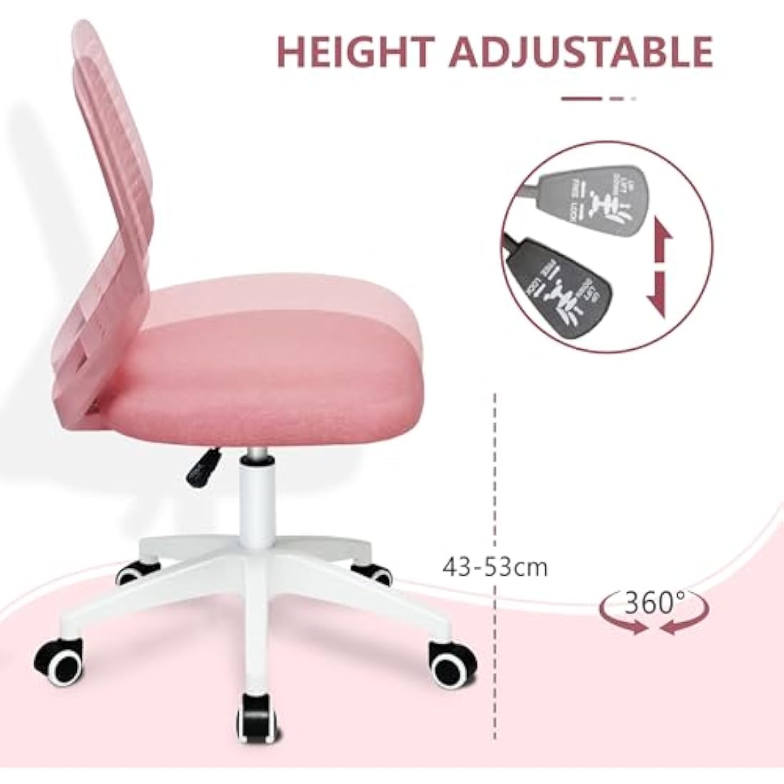 Armless Mesh Desk Chair – Ergonomic Swivel Office Chair