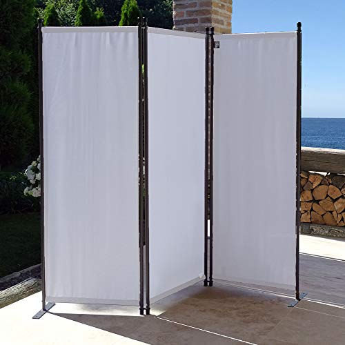 QUICK STAR 3-Part Room Divider - 170x165cm Foldable Privacy Screen White