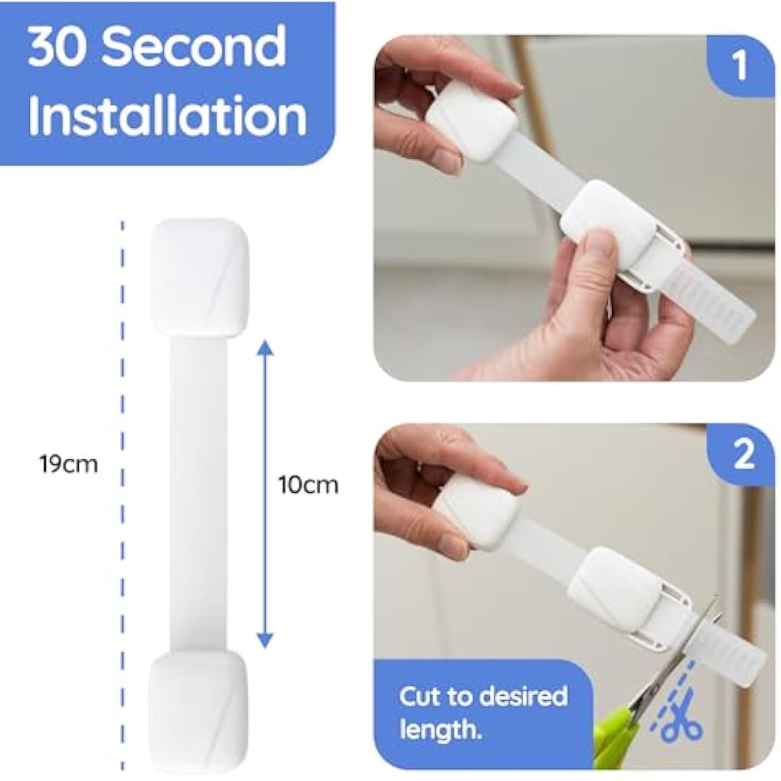 BABYGO Child Safety Cupboard Locks – 8 Pack Adjustable Baby Proofing Straps