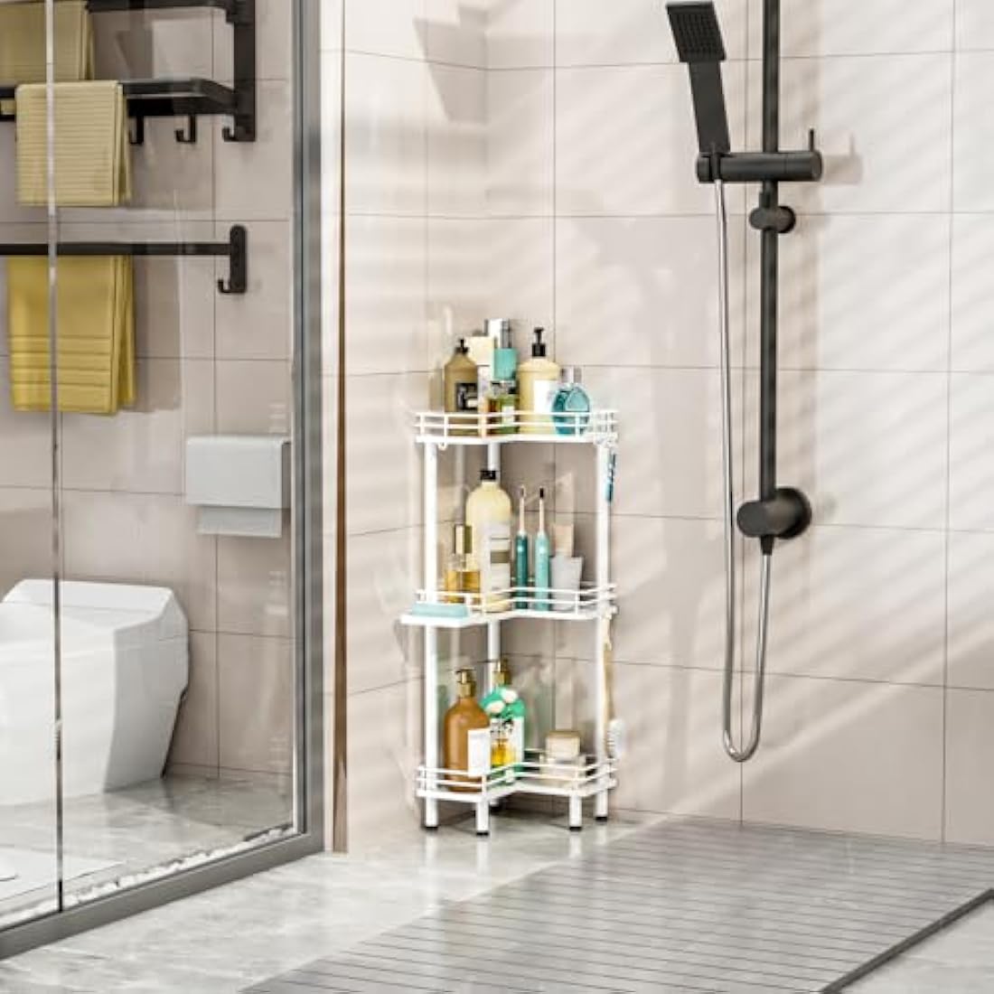 HapiRm 3-Tier Corner Shower Caddy | Stainless Steel Freestanding Storage