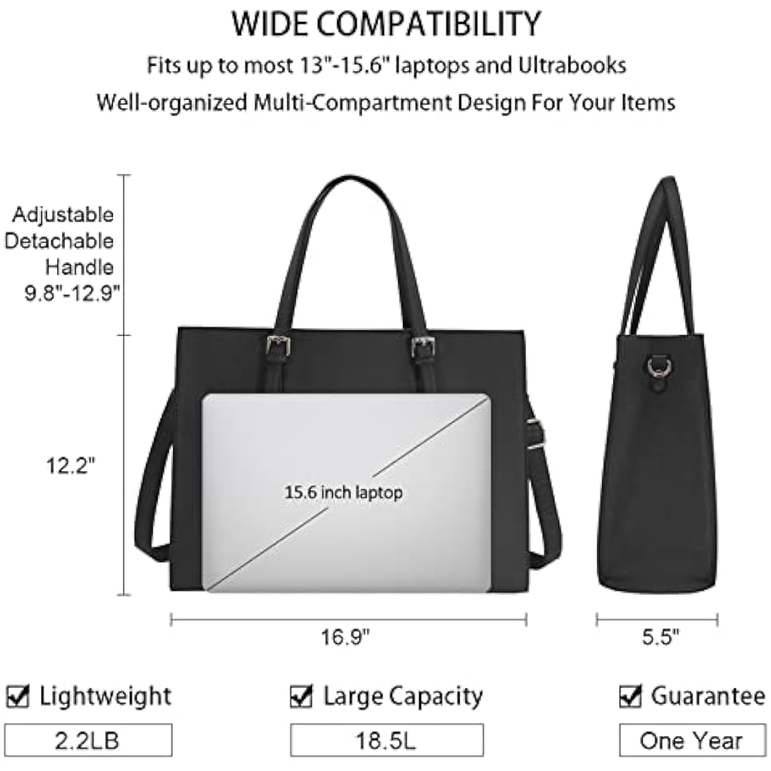 15.6 inch Laptop Tote Bag for Women | Business Work Handbag