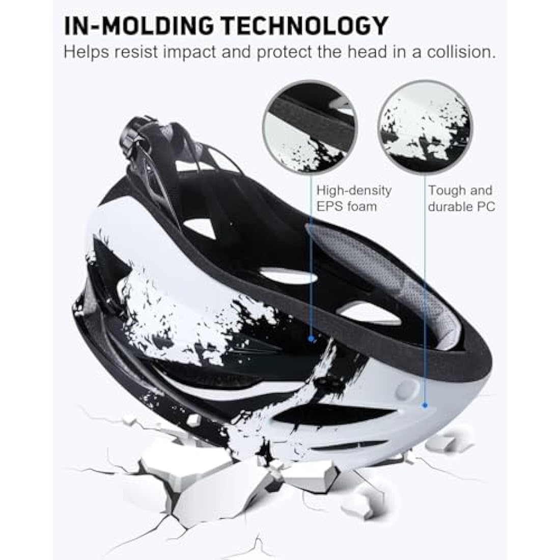 RaMokey Bike Helmet with LED Light & Magnetic Goggles | Adjustable 57-62cm