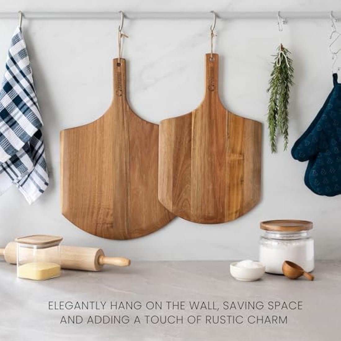Chef Pomodoro 14-inch Acacia Wood Pizza Peel and Serving Board