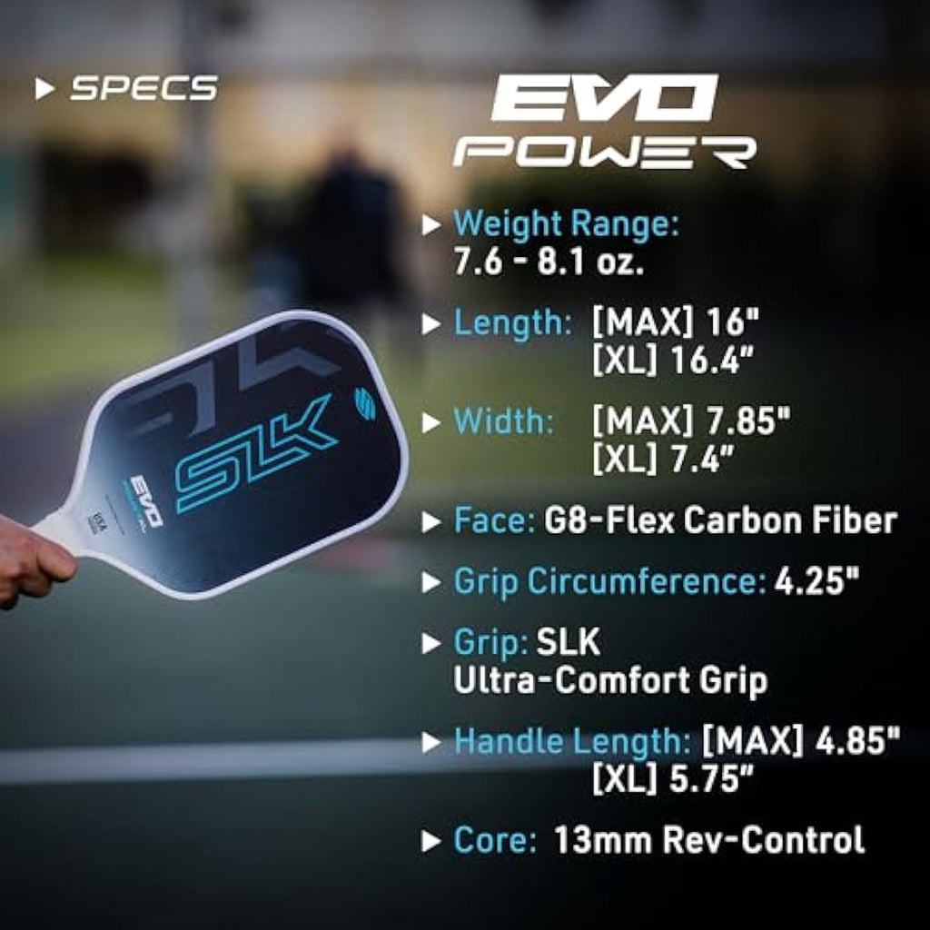SLK Evo Power Pickleball Paddle – Carbon Fiber & Fiberglass Hybrid