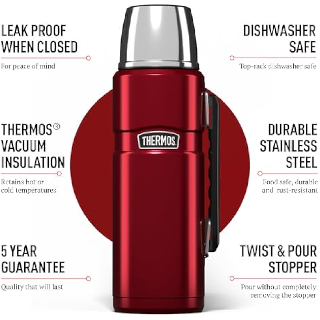 Thermos Stainless King 1.2L Travel Flask – Insulated Steel Bottle