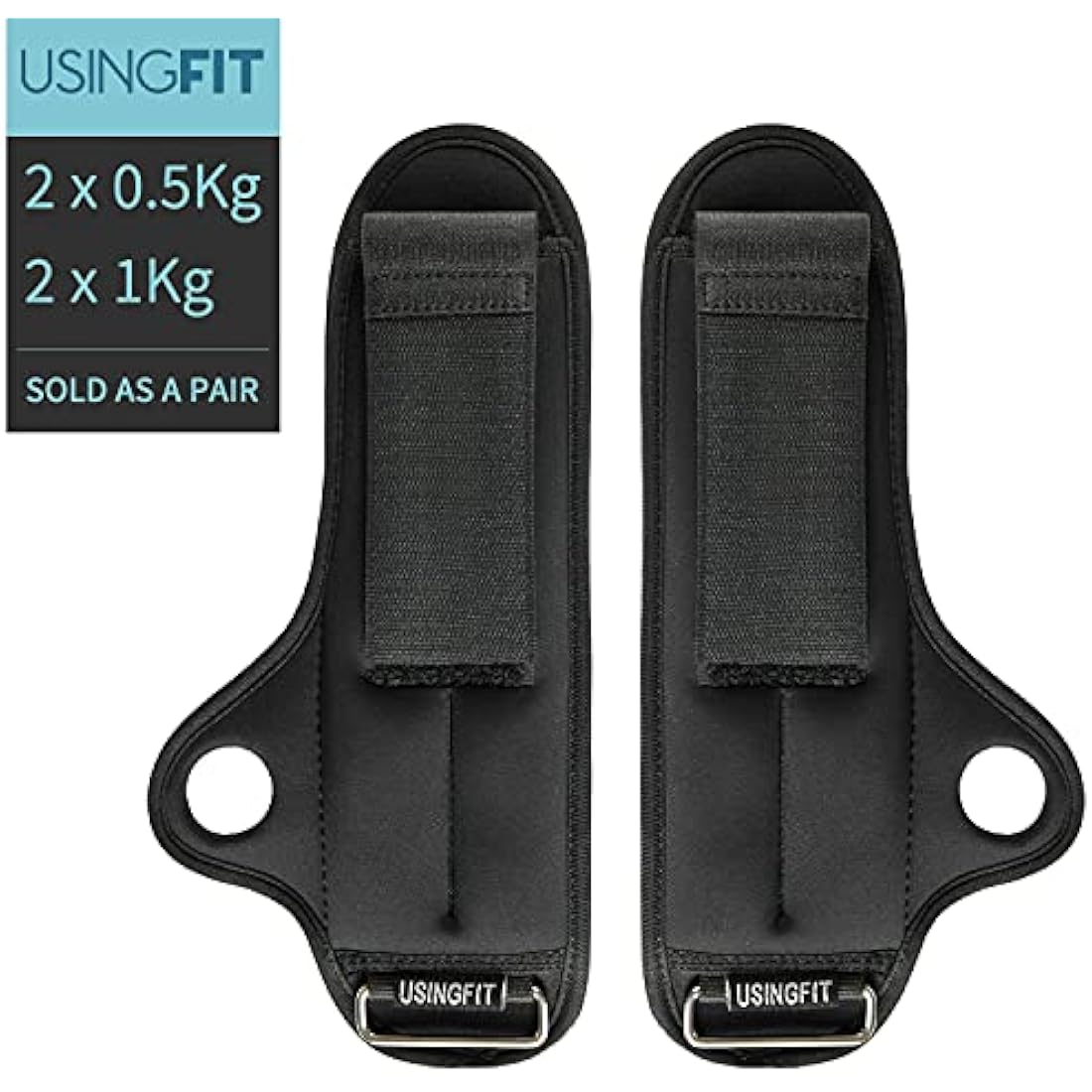 USINGFIT Wrist and Ankle Weights with Thumb Loops - 1kg to 3kg Pair