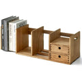 KIRIGEN Expandable Wooden Desktop Bookshelf with 2 Drawers | Solid Wood