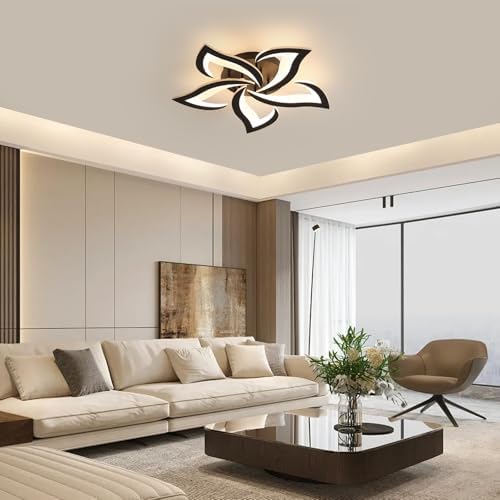 Modern Flower LED Ceiling Light – 60W 3000K Black Acrylic