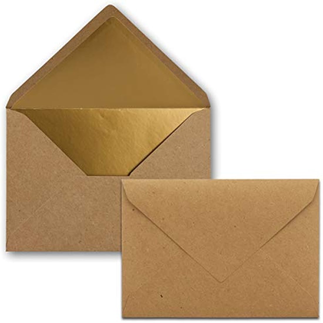 Gustav Neuser C6 Envelopes – Brown Kraft Paper with Gold Metallic Lining