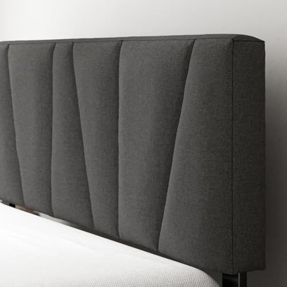 ZINUS Maya King Platform Bed Frame – Upholstered Headboard – Dark Grey