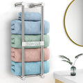 STWWO Wall Mounted Towel Rack – Brushed Metal Bathroom Storage