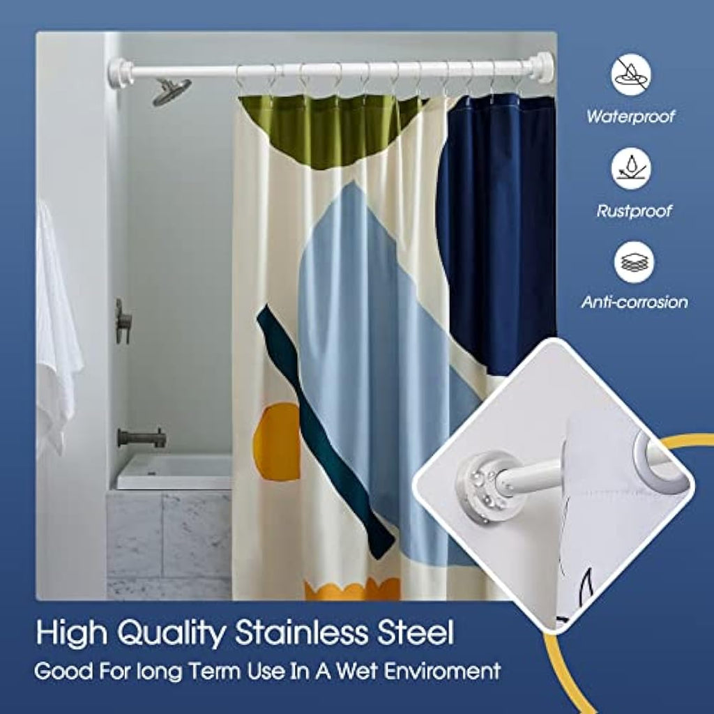 Stainless Steel Tension Shower Curtain Pole, 83-130cm, White