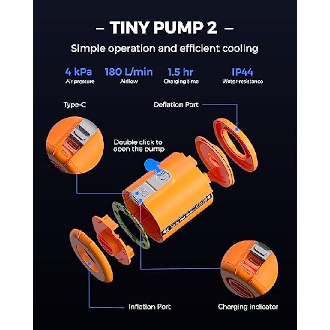FLEXTAILGEAR Tiny Pump 2 – Portable Electric Air Pump with 800mAh Battery