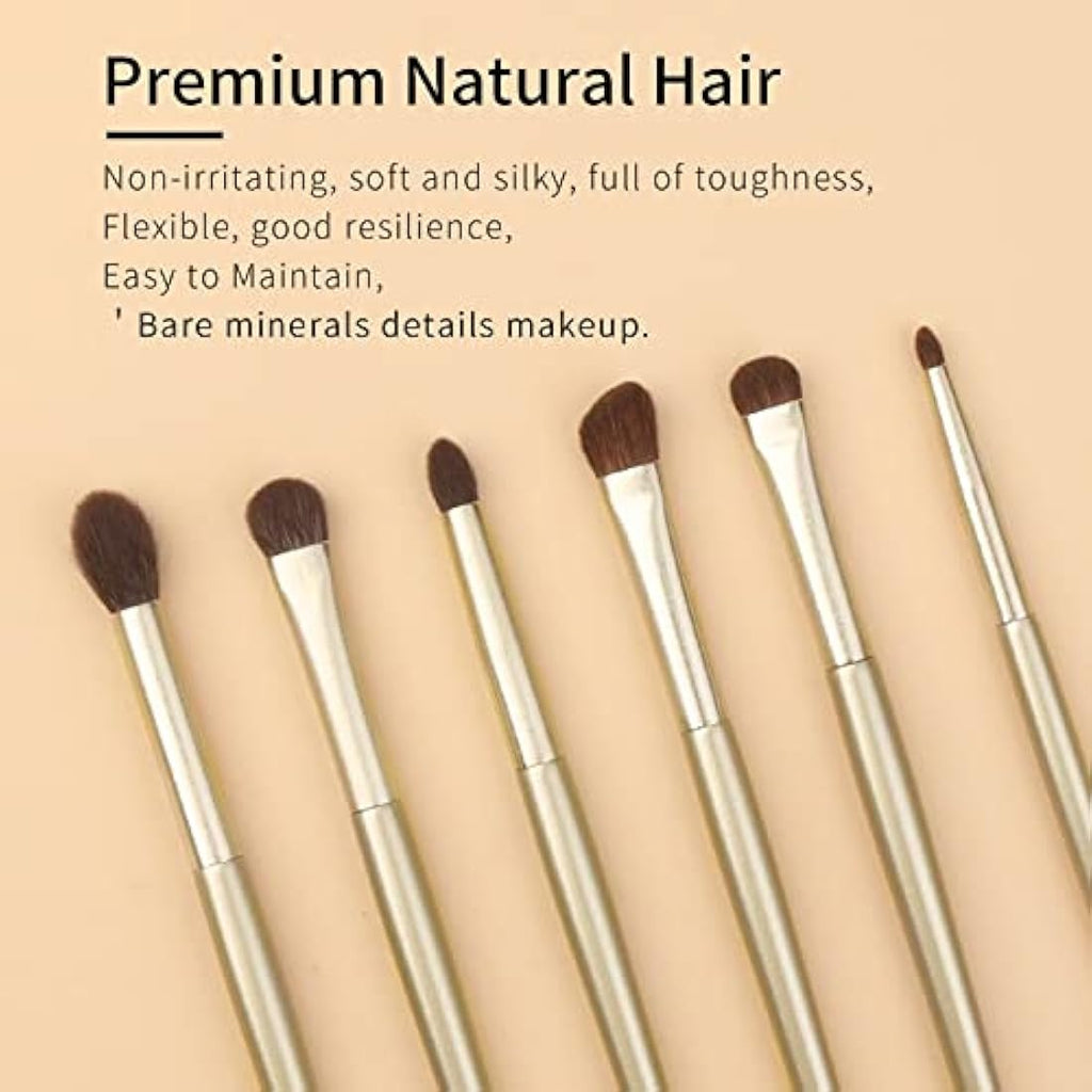 ENZO KEN Natural Goat Hair Eye Shadow Brush Set | 12pc Gold Pro Kit