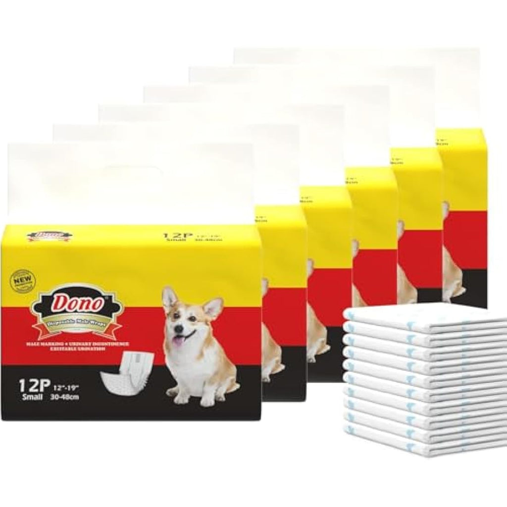 Dono Male Dog Wraps – Disposable Absorbent Belly Bands with Wetness Indicator