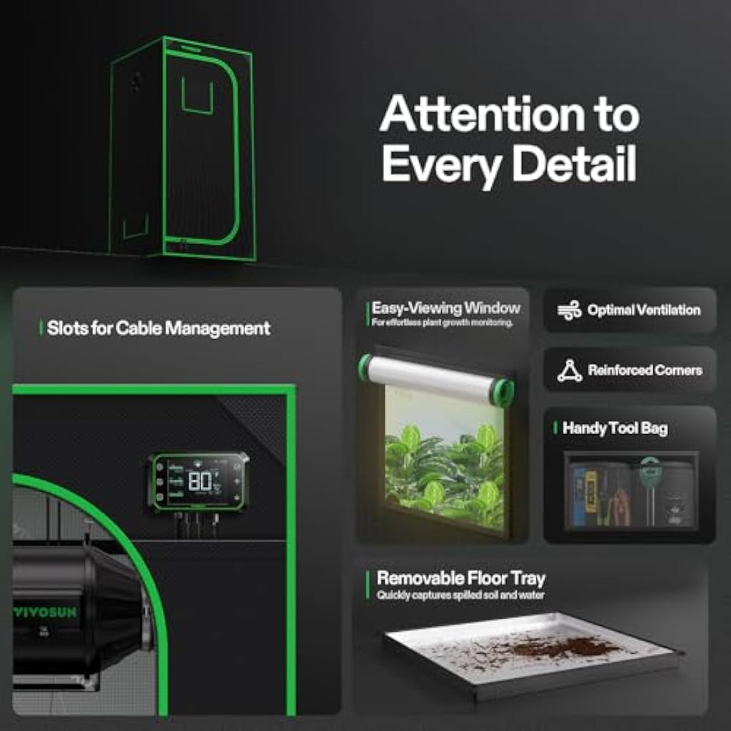 VIVOSUN Mylar Grow Tent | 80x80x160cm Reflective Indoor Hydroponic Tent