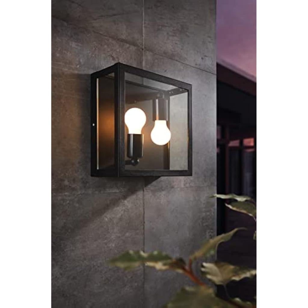 Eglo Alamonte 1 Outdoor Ceiling Light – Black Steel & Glass IP44