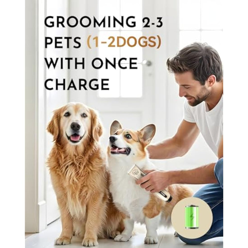 Dog Clippers – Low Noise Cordless Pet Grooming Kit with Nails